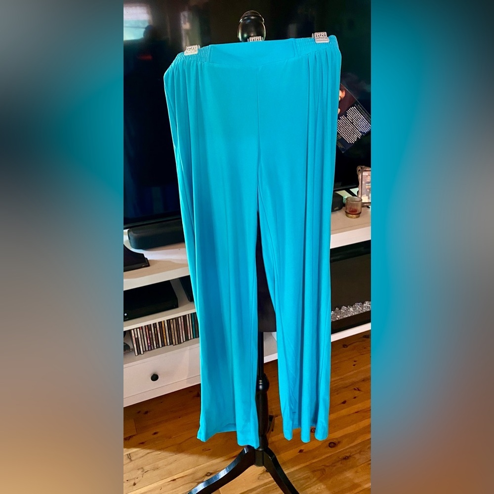 IMAN Global Chic Wide Leg Palazzo Pant Medium - Choose Turquoise OR Paisley